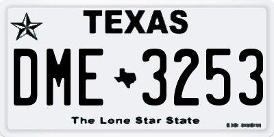 TX license plate DME3253