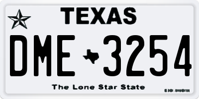 TX license plate DME3254