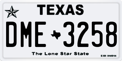 TX license plate DME3258