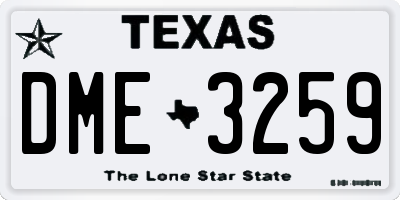 TX license plate DME3259