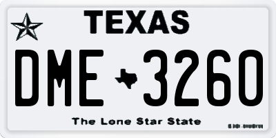 TX license plate DME3260