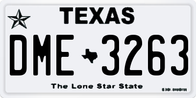 TX license plate DME3263