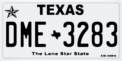 TX license plate DME3283