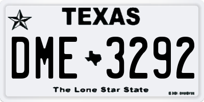 TX license plate DME3292