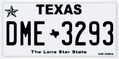 TX license plate DME3293