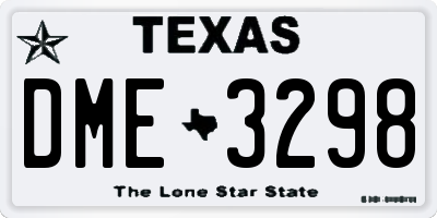 TX license plate DME3298