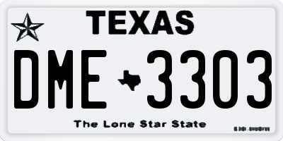 TX license plate DME3303