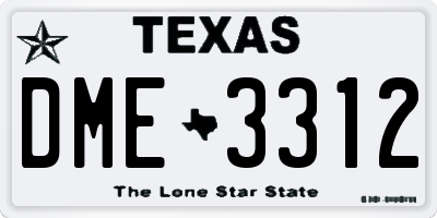 TX license plate DME3312