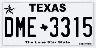 TX license plate DME3315
