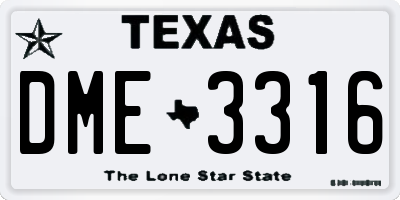 TX license plate DME3316
