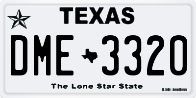 TX license plate DME3320