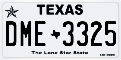 TX license plate DME3325