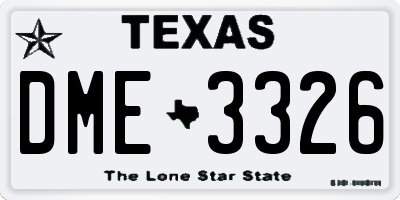 TX license plate DME3326