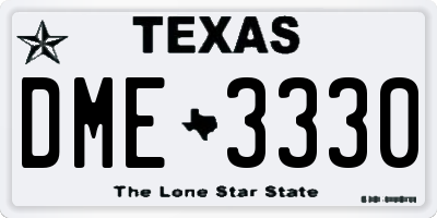 TX license plate DME3330