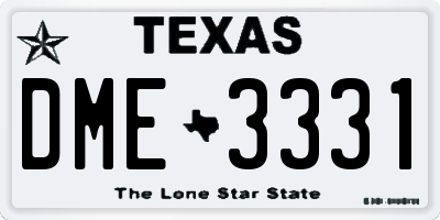 TX license plate DME3331
