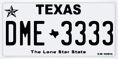TX license plate DME3333