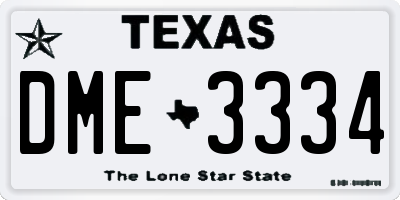 TX license plate DME3334
