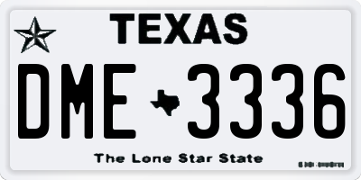 TX license plate DME3336