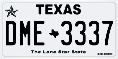 TX license plate DME3337