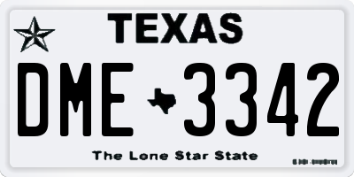 TX license plate DME3342
