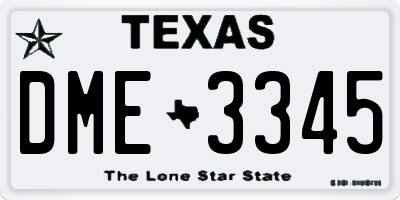 TX license plate DME3345