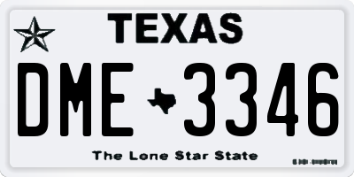 TX license plate DME3346