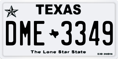 TX license plate DME3349