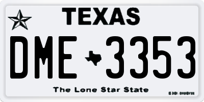 TX license plate DME3353