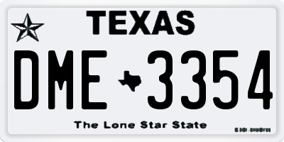 TX license plate DME3354