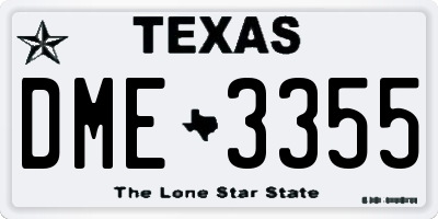TX license plate DME3355