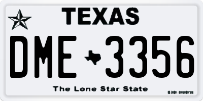 TX license plate DME3356