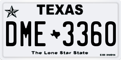 TX license plate DME3360