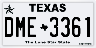 TX license plate DME3361