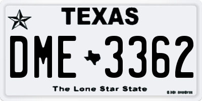 TX license plate DME3362