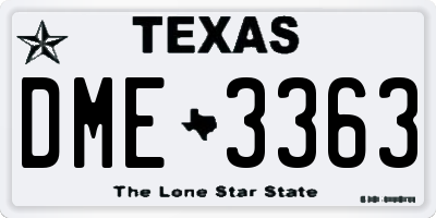 TX license plate DME3363