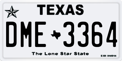 TX license plate DME3364