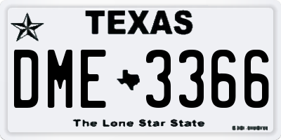 TX license plate DME3366