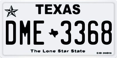 TX license plate DME3368