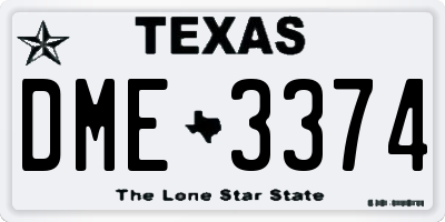 TX license plate DME3374