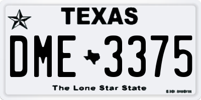 TX license plate DME3375