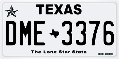 TX license plate DME3376