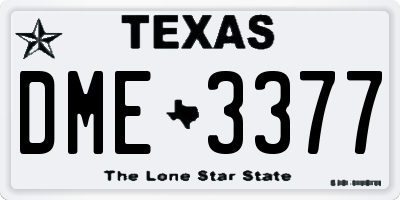 TX license plate DME3377