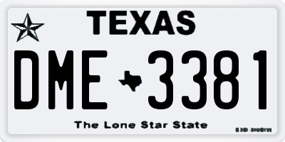 TX license plate DME3381