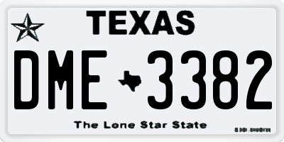 TX license plate DME3382
