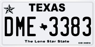 TX license plate DME3383
