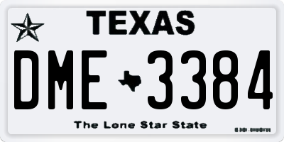 TX license plate DME3384