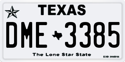 TX license plate DME3385