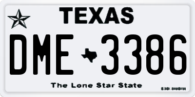 TX license plate DME3386