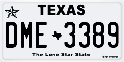TX license plate DME3389