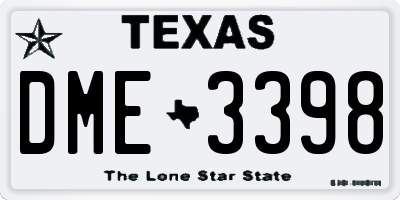 TX license plate DME3398